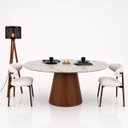 Ver imagem 2 de Mesa de Jantar Cone Oval 198x122 cm Tampo Quartzito Taj Mahal e Base Nogueira