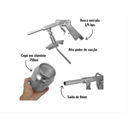 Pistola para Emborrachamento 60 a 70psi com Caneca 750ml - 2