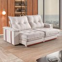 Ver imagem 1 de Sofá Retrátil Reclinável 4 Lugares Modulado 250cm Suiça Pillow Top e Pés em Madeira Maciça