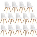 Ver imagem 1 de Conjunto 14 Cadeiras de Jantar Eames Wood Leda Design Estofada - Branco