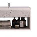 Ver imagem 3 de Gabinete Nicho Suspenso para Banheiro com Lavatório Beta Branco com Marmorizado Branco - Moveisaqui