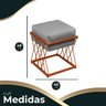 2 Puff Banqueta Decorativo Ferro Quadrado Base Bronze Veludo Cinza Folk Móveis - 5