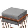 2 Puff Banqueta Decorativo Ferro Quadrado Base Bronze Veludo Cinza Folk Móveis - 3