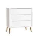 Ver imagem 4 de Quarto de Bebê Theo 3 Portas com 02 Berços e Cômoda Gaveteiro Branco Acetinado Pés Madeira