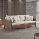 Ver imagem 1 de Sofá Living Bipartido com 4 Almofadas 240cm Bouclé Espanha  