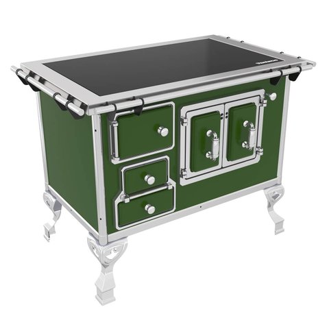 Fogão a Lenha Venâncio Tradicional Nº2 Vitroceramico Verde Saída Direito Porta Dupla 47368