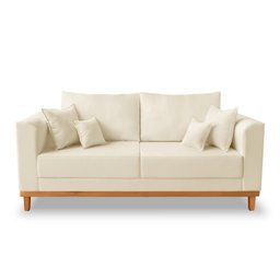 Sofá Rustico Viena 3 Lugares Para Sala de Estar Suede Bege - Madeira Prima Deccor - 1