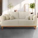 Ver imagem 2 de Sofá Rustico Viena 3 Lugares Para Sala de Estar Suede Bege - Madeira Prima Deccor