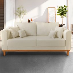 Sofá Rustico Viena 3 Lugares Para Sala de Estar Suede Bege - Madeira Prima Deccor - 2