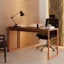 Ver imagem 1 de Mesa Escrivaninha Industrial Desk 90 Color Quarto Escritório Canela Branco