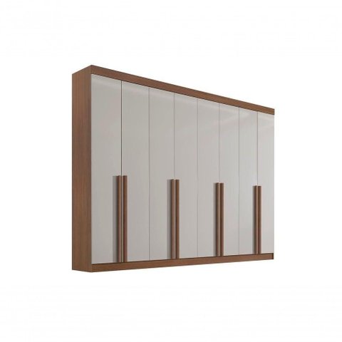 Guarda Roupa Casal 8 Portas 8 Gavetas sem Pés Daymont - D' Doro Castanho/off White