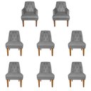 Ver imagem 1 de Kit 6 Cadeiras Paris + 2 Paris Retro Linho Cinza com Tachas Dominic Decor