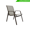 Ver imagem 4 de Mesa Ripada Alumínio com 4 Cadeiras Tela Sling Marrom P/ Piscina/jardim