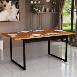 Mesa de Jantar Estilo Industrial Luxo Pés de Ferro Tampo 160x80cm para Sala e Cozinha Área Gourmet - 2