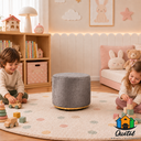 Ver imagem 2 de Puff Redondo Infantil - Banquinho Decorativo para Quarto Brinquedoteca - Espaço Kids Cinza