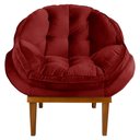 Ver imagem 3 de Poltrona Decorativa Marcela Veludo Vermelho Base Madeira Castanho - Pallazio Ana