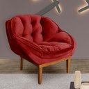 Ver imagem 2 de Poltrona Decorativa Marcela Veludo Vermelho Base Madeira Castanho - Pallazio Ana