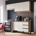 Ver imagem 2 de Cozinha Modulada Completa Álamo Quiditá 4 Peças Marrom Branco