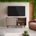 Ver imagem 1 de Rack para TV até 50 Polegadas MDF 135,7cm New Austin Cinza Grigio Fosco/Cinamomo Mel