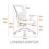 Kit 4 Cadeiras Escritório Diretor Ergonômica NR17 Tela Mesh Londres - 7