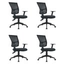Ver imagem 1 de Kit 4 Cadeiras Escritório Diretor Ergonômica NR17 Tela Mesh Londres Preto
