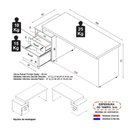 Ver imagem 4 de Escrivaninha Mesa de Escritório 172cm 2 Gavetas Multimóveis Cr25310 Cinza Preto