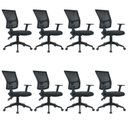 Ver imagem 1 de Kit 8 Cadeiras Escritório Diretor Ergonômica NR17 Tela Mesh Londres Preto