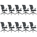 Ver imagem 1 de Kit 10 Cadeiras Escritório Diretor Ergonômica NR17 Tela Mesh Londres Preto