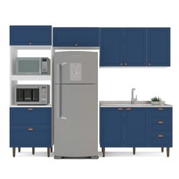 Cozinha Pérola Completa 4 Peças Torre Quente Basculante Aéreo 3 Portas e Balcão 2 Gavetas 3 Portas Y - 6