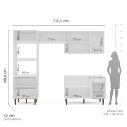 Cozinha Pérola Completa 4 Peças Torre Quente Basculante Aéreo 3 Portas e Balcão 2 Gavetas 3 Portas Y - 5