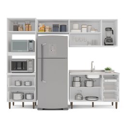 Cozinha Pérola Completa 4 Peças Torre Quente Basculante Aéreo 3 Portas e Balcão 2 Gavetas 3 Portas Y - 7