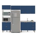 Ver imagem 6 de Cozinha Pérola Completa 4 Peças Torre Quente Basculante Aéreo 3 Portas e Balcão 2 Gavetas 3 Portas Yescasa Azul/Branco