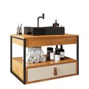 Ver imagem 1 de Gabinete para Banheiro Harley 1 Gaveta e Cuba Dalla Preta Preto/canela/off White