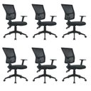 Ver imagem 1 de Kit 6 Cadeiras Escritório Diretor Ergonômica NR17 Tela Mesh Londres Preto