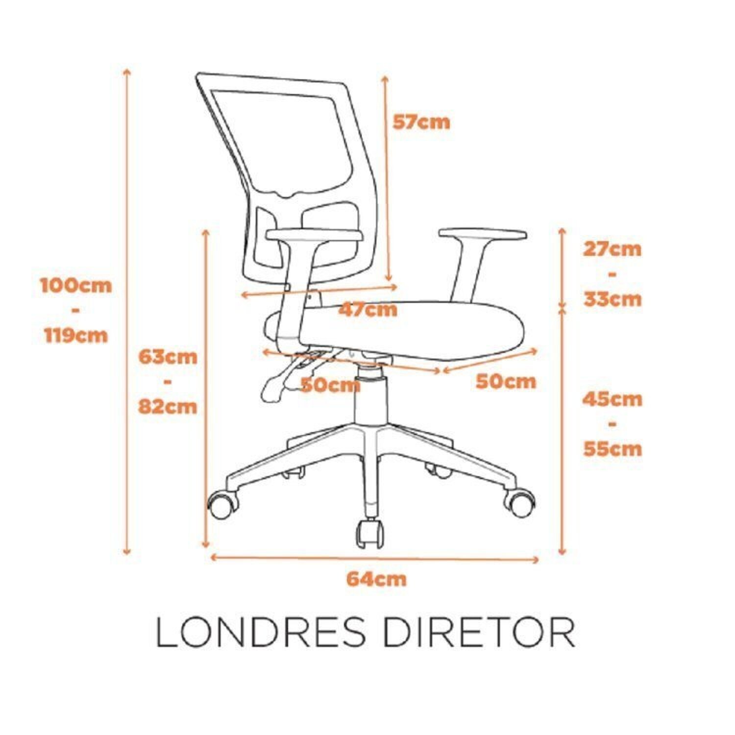 Kit 6 Cadeiras para Escritório Diretor com Nr17 Londres - 7