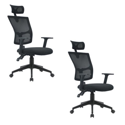 Kit 2 Cadeiras Escritório Presidente Ergonômica NR17 Tela Mesh Londres Preto