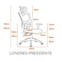 Ver imagem 2 de Kit 4 Cadeiras Escritório Presidente Ergonômica NR17 Tela Mesh Londres Preto