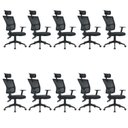 Ver imagem 1 de Kit 10 Cadeiras Escritório Presidente Ergonômica NR17 Tela Mesh Londres Preto