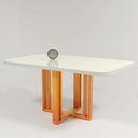 Ver imagem 1 de Mesa Gabi 160x80 Mdf/vidro Bom Pastor Vidro - Off White Tp-bd-off/bs-naturale