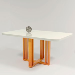 Mesa Gabi 160x80 Mdf/vidro Bom Pastor Vidro - Off White Tp-bd-off/bs-naturale