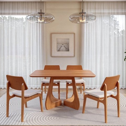 Kit Mesa de Jantar Paineira 140 Cm e 4 Cadeiras Jandaia CabeCasa MadeiraOriginals