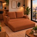 Ver imagem 2 de Sofá Cama Casal Colchão 1,50m com Porta Copos Balaqui Decor Cor:Terracota