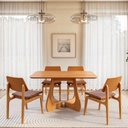 Ver imagem 1 de Kit Mesa de Jantar Paineira 140cm e 4 Cadeiras Jandaia CabeCasa MadeiraOriginals Marrom/Amendoa