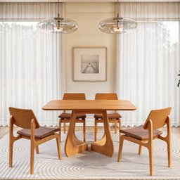 Kit Mesa de Jantar Paineira 140cm e 4 Cadeiras Jandaia CabeCasa MadeiraMadeira - 1