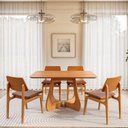 Ver imagem 1 de Kit Mesa de Jantar Paineira 140cm e 4 Cadeiras Jandaia CabeCasa MadeiraOriginals Marrom/Amendoa