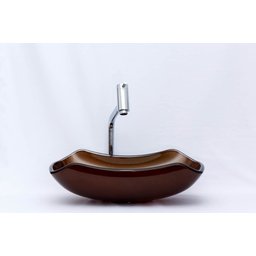 Cuba de Vidro Abaulada 45cm Apoio Sobrepor Banheiro Lavabo Marrom - 5