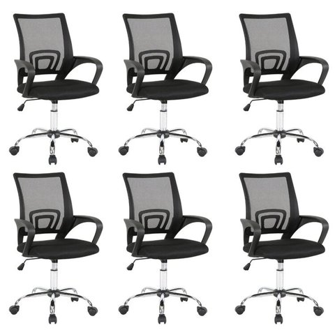 Kit 6 Cadeiras Escritório Diretor Tela Mesh Manchester