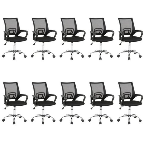 Kit 10 Cadeiras Escritório Diretor Tela Mesh Manchester