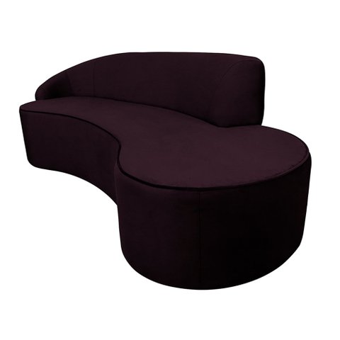 Sofá Decorativo 3 Lugares 210cm Abby Encosto Esquerdo Curvo Veludo Uva G15 - Gran Belo