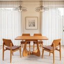 Ver imagem 1 de Kit Mesa de Jantar Paineira 140cm e 4 Cadeiras Jandaia CabeCasa MadeiraOriginals Marrom/Caramelo/Amê